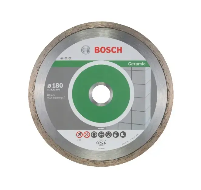 Bosch – Set disques à tronçonner diamantés pour carrelage et revêtements muraux 180×22,23 mm, 10 pièces 2608603233