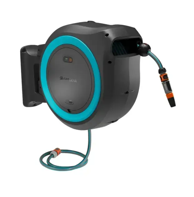 Gardena PowerRoll – Enrouleur à tambour sans fil 18 V PowerRoll XL, avec tuyau de 35 m, sans batterie ni chargeur, turquoise 18640-55