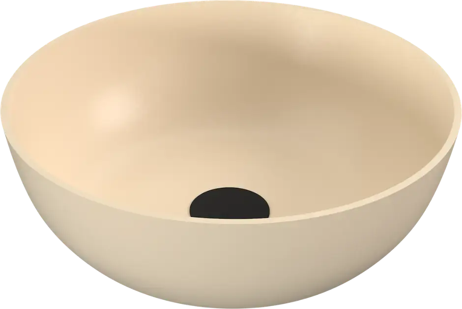 Polysan Banera – Vasque à poser, diamètre 39 cm, sans trop-plein, sans trou de robinetterie, beige mat 14337.81