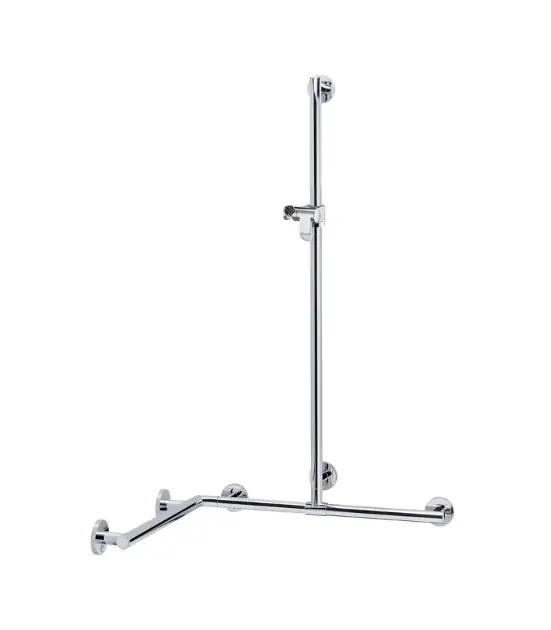 Keuco Plan Care – Barre de maintien avec barre de douche 80×126 cm, avec support de douche, chromé 34915019611
