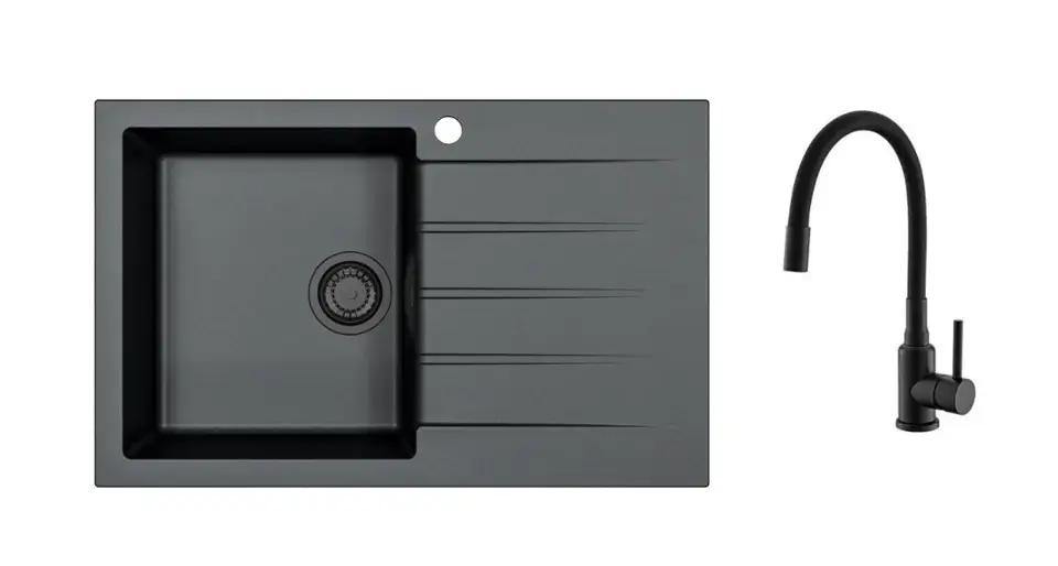Alveus – Ensemble évier Cadit 20 et mélangeur Mintas, deep black SETA25624