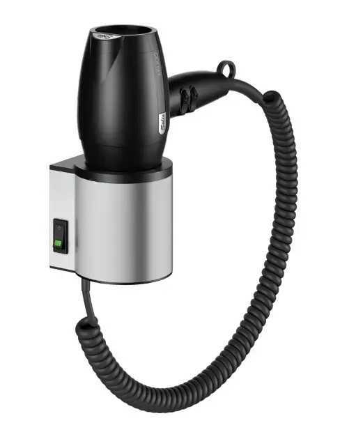 Keuco Plan – Sèche-cheveux avec support, acier inoxydable/noir 14995060037