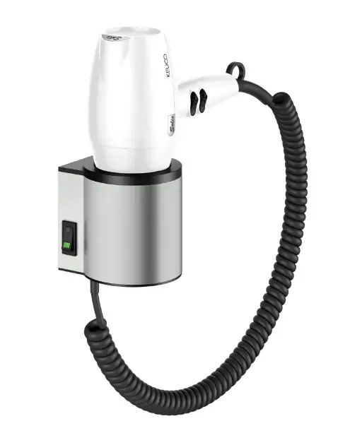 Keuco Plan – Sèche-cheveux avec support, acier inoxydable/blanc 14995060051
