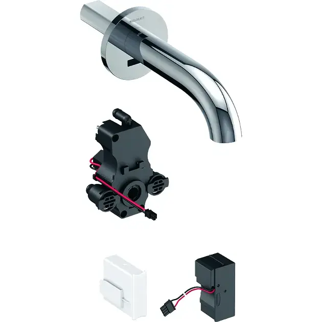Geberit Piave – Mitigeur de lavabo électronique Piave encastré, avec mélangeur, longueur : 17 cm, alimentation par le réseau, chrome 116.262.21.1