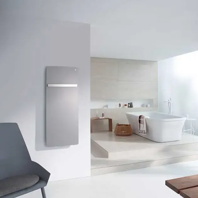 Zehnder Vitalo Bar – Radiateur de salle de bains 125×50 cm, droit, raccord central 5 cm, laqué blanc VIP-125-050