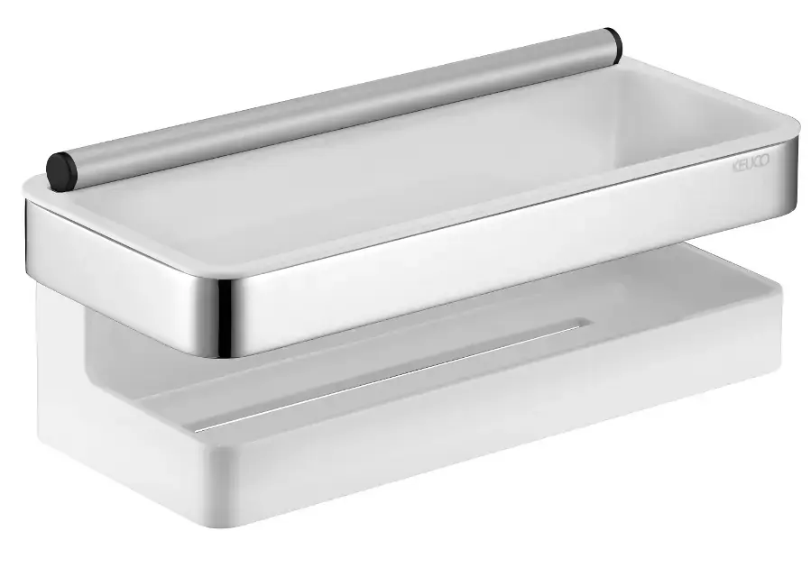Keuco Collection Moll – Étagère avec raclette à vitre, longueur 24 cm, blanc/chrome 12759010000