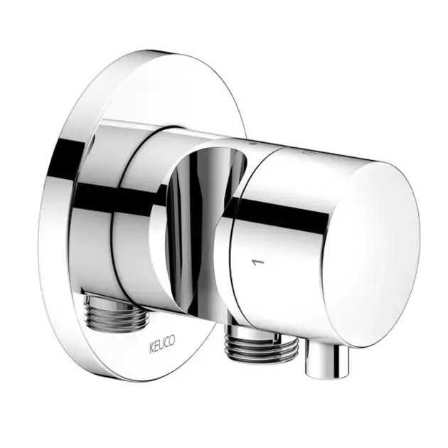 Keuco IXMO – Robinet d&rsquo;arrêt et inverseur encastré, à 2 voies, avec raccord de tuyau et support de douche, chrome 59557011201