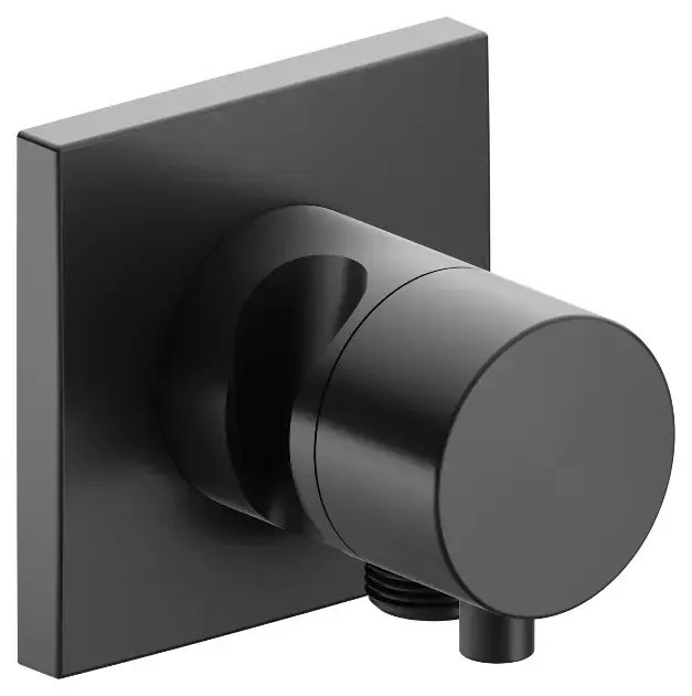 Keuco IXMO – Robinet d&rsquo;arrêt et inverseur encastré, à 2 voies, avec raccord de tuyau et support de douche, chrome noir 59557131202