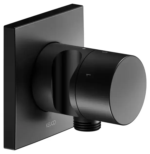 Keuco IXMO – Soupape encastrée pour 3 appareils, avec raccordement du flexible et support de douche, noir mat 59549370202