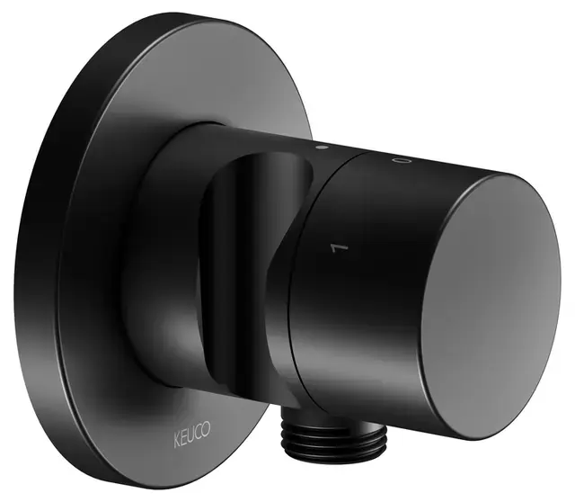 Keuco IXMO – Soupape encastrée pour 3 appareils, avec raccordement du flexible et support de douche, noir mat 59549370201