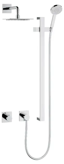Keuco IXMO – Set de douche avec thermostat à encastrer, 25×25 cm, chrome 59605010002
