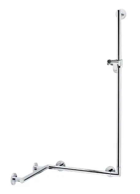 Keuco Plan Care – Barre de maintien avec barre de douche, 88×80 cm, d&rsquo;angle, chromée 34908016611