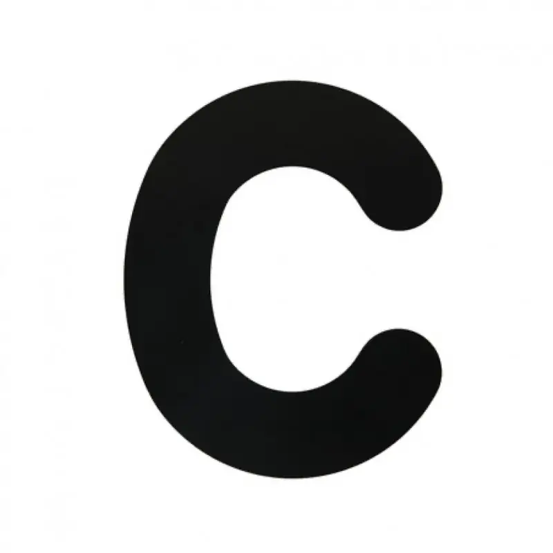 Zwarte letter C 130mm MOET VLAK zijn