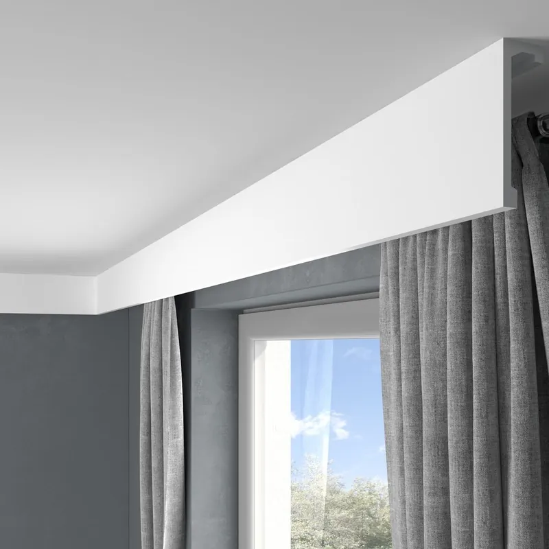 PROVISTON | Cache rideaux « RM036T » | 46 x 148 x 2000 mm | Blanc | Moulure Cache Rideaux lumineuse | Moderne
