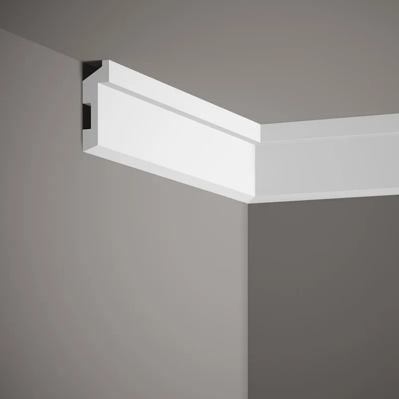 PROVISTON | Plinthe « NE024P » en polystyrène PolyForce | 27 x 80 x 2000 mm | Satin Blanc | Cache fils
