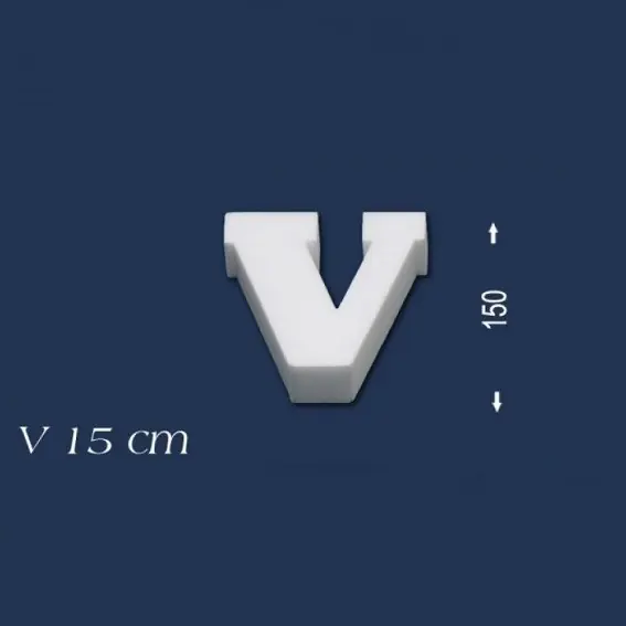 Wiesemann | Lettre décorative « V » | Polystyrène | Hauteur : 150 mm | Lettre en polystyrène | Lettre 3D