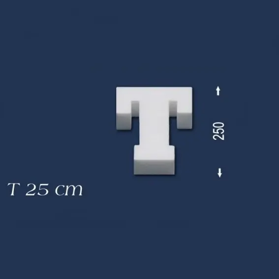 Wiesemann | Lettre décorative « T » | Polystyrène | Hauteur : 250 mm | Lettre en polystyrène | Lettre 3D