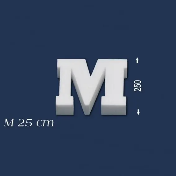 Wiesemann | Lettre décorative « M » | Polystyrène | Hauteur : 250 mm | Lettre en polystyrène | Lettre 3D